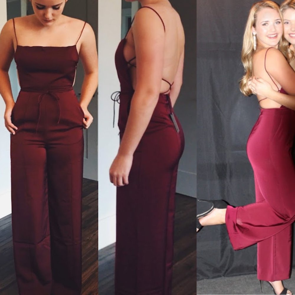NBD Prosecco Jumpsuit in Burgundy XS